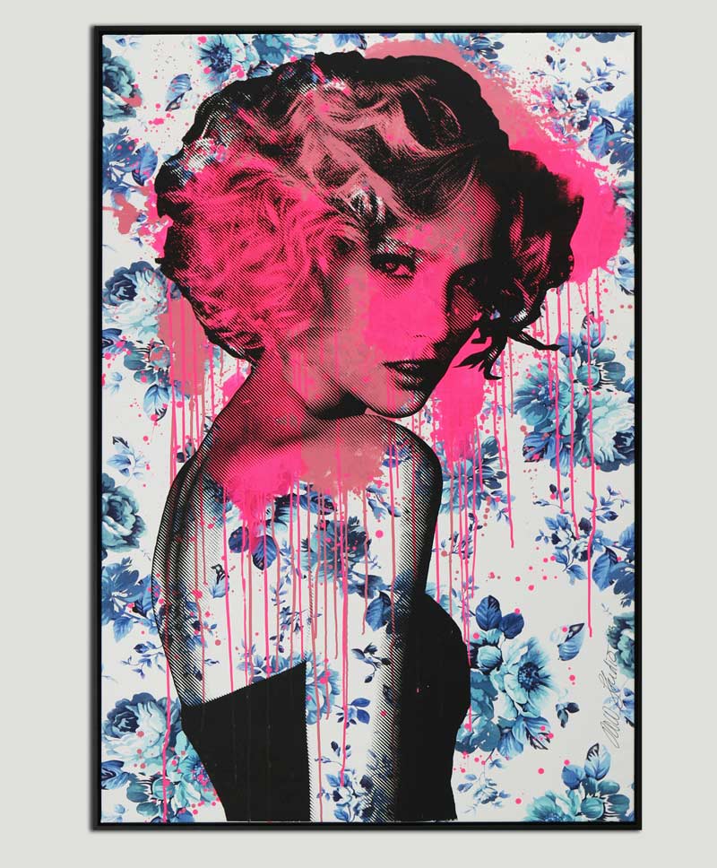 delfts blauw portret pop art neon roze xl delfts blauw portret