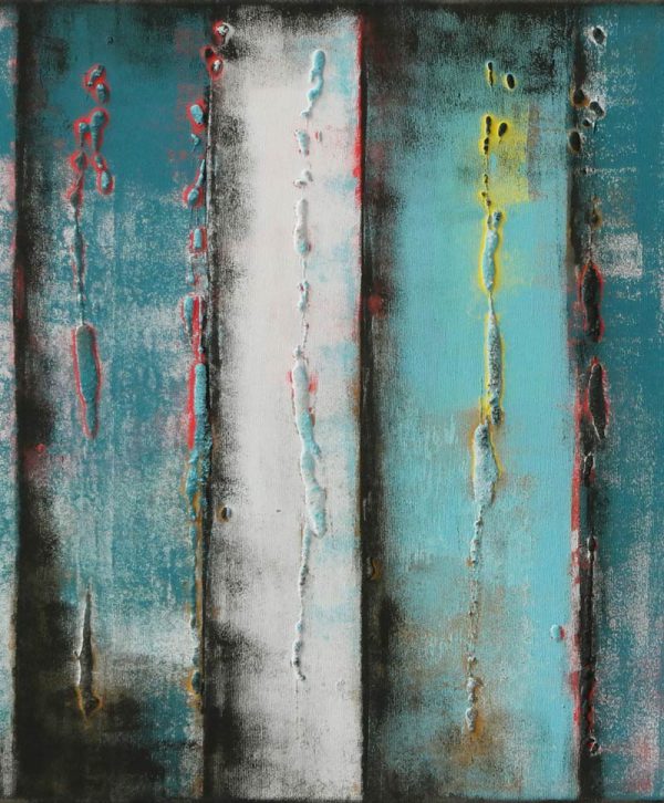 Abstracte "Turquoise Panels Dark" - Afbeelding 3