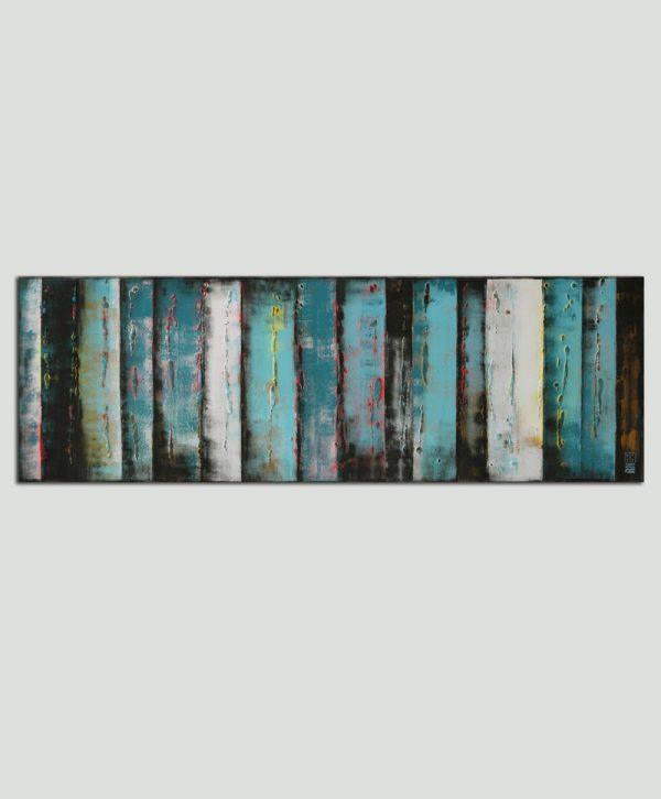 Abstracte "Turquoise Panels Dark" - Afbeelding 2