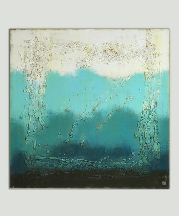 Blauw Schilderij "Oceanic Square" - Afbeelding 2