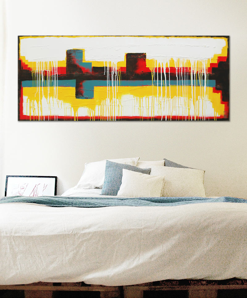 skyline schilderij abstract geel landschap