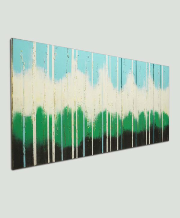 groot horizontaal schilderij abstract kopen blauw groen