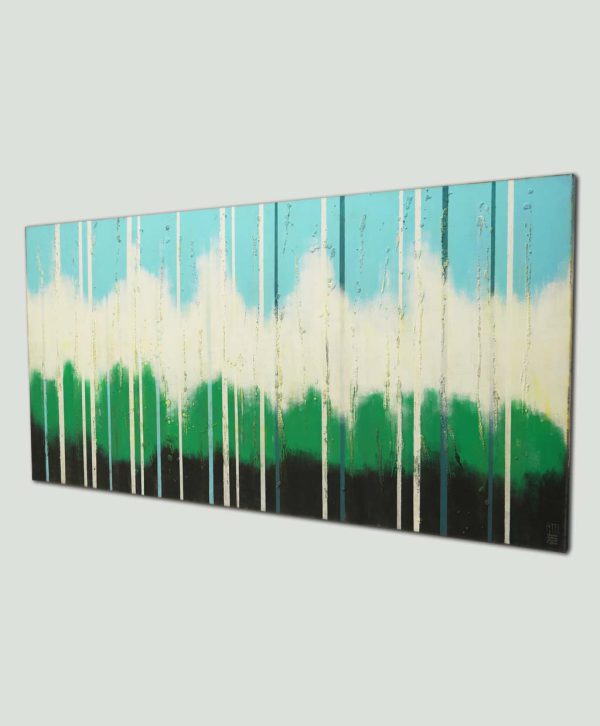 groot horizontaal schilderij abstract kopen blauw groen