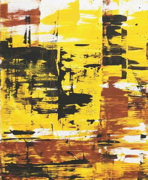 verticaal zwart schilderij kleurrijk geel modern