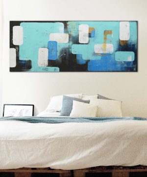 uniek blauw schilderij abstract modern kunst kopen