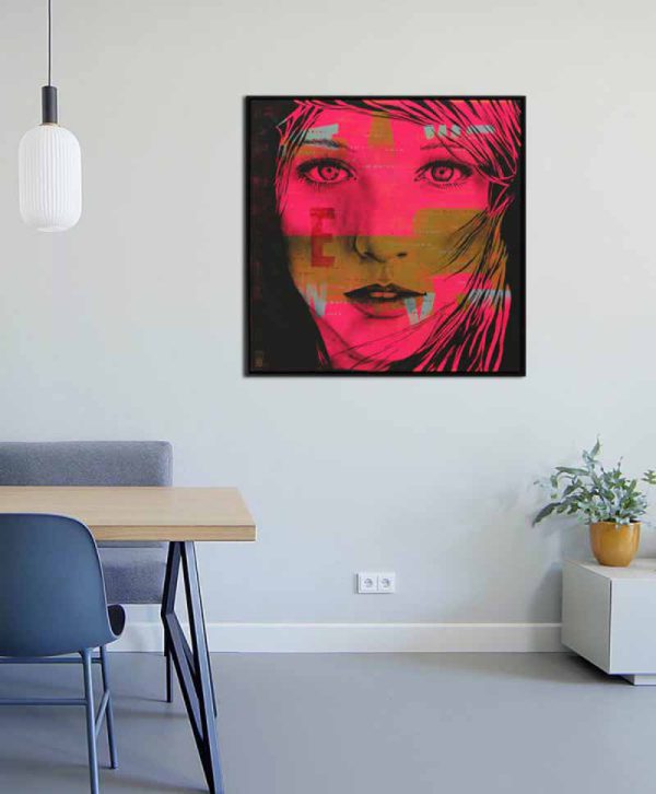 French Girl in Pink - Modern schilderij - Afbeelding 2