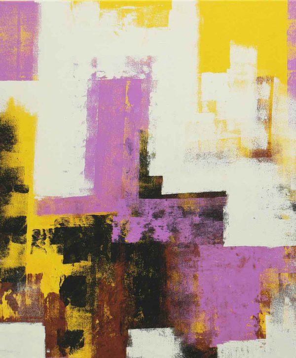 geel verticaal schilderij kopen modern abstract paars