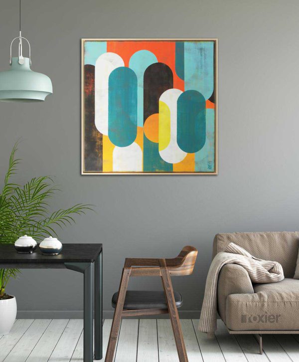 modern geel blauw schilderij abstract pop art kopen