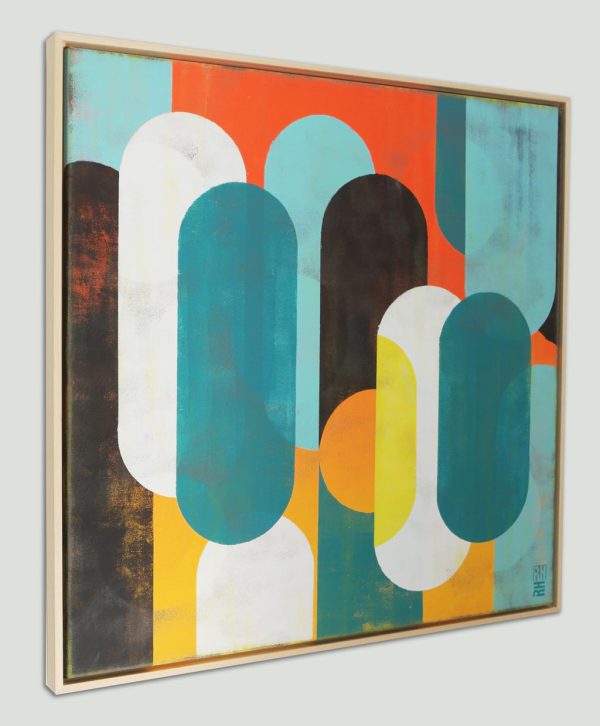 modern geel blauw schilderij abstract pop art kopen