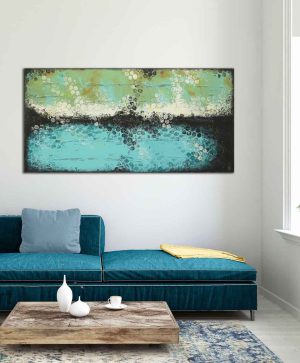 blauw horizon schilderij abstract modern