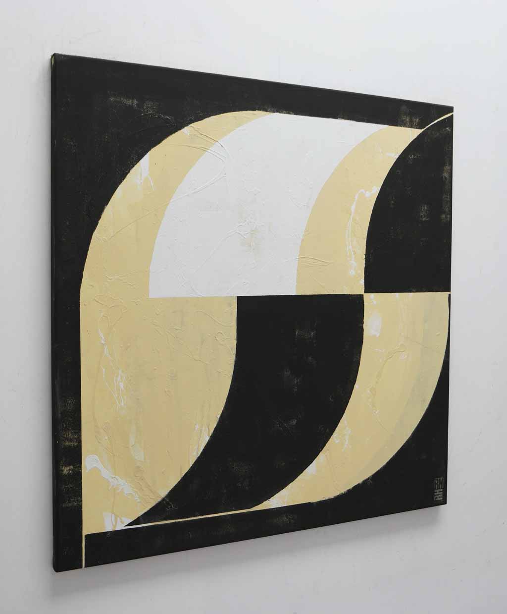 vierkant schilderij modern zwart abstract kopen