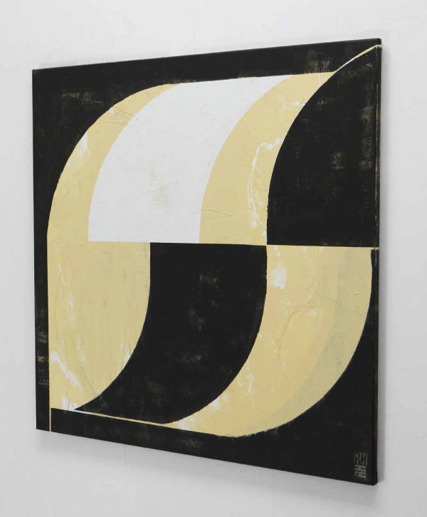 vierkant schilderij modern zwart abstract kopen