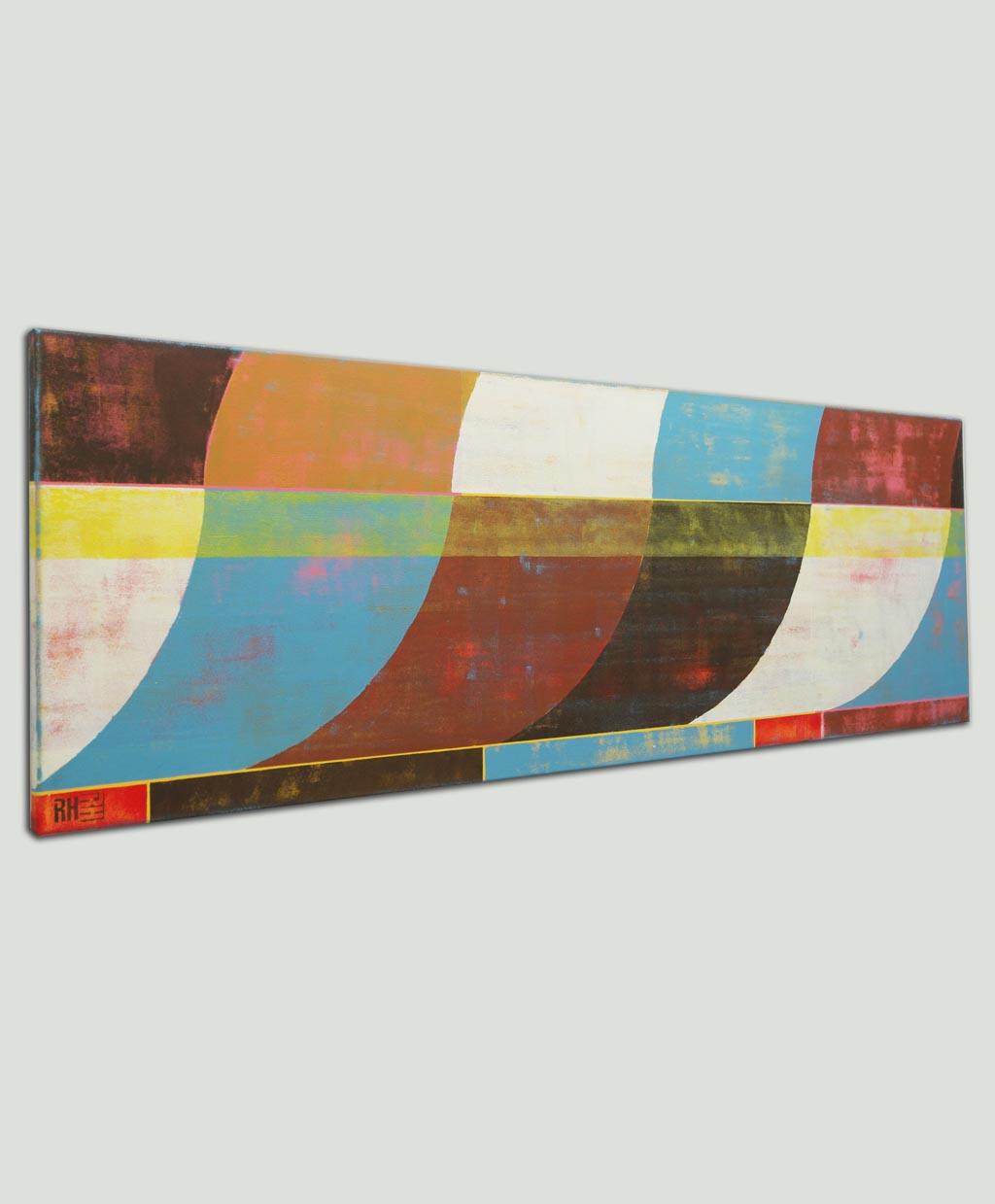 abstract bruin schilderij modern golven canvas