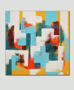 Betaalbaar schilderij met gele vlakken