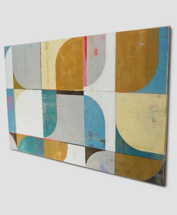 Circle in Circle Camel & Blue - Modern schilderij - Afbeelding 5
