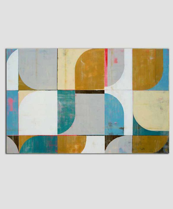 Circle in Circle Camel & Blue - Modern schilderij - Afbeelding 6