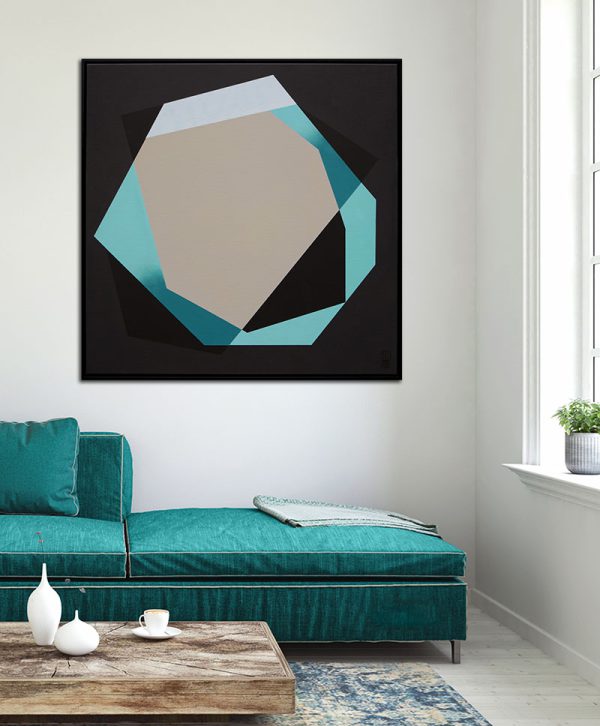 Geometrisch schilderij blauw Diamond