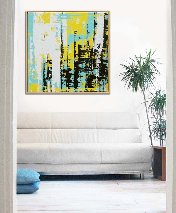kleurrijk geel schilderij woonkamer