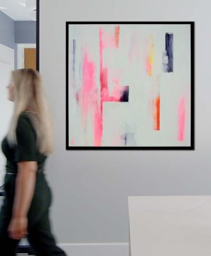 Wit schilderij met kleurrijke vlakken