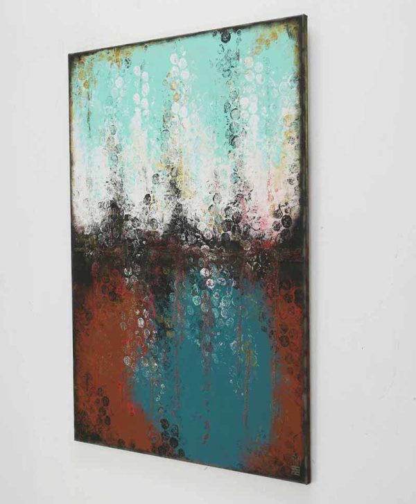 Groot schilderij - Boiling bubbles warm red