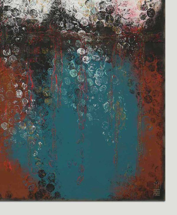 Groot schilderij - Boiling bubbles warm red
