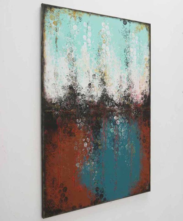 Groot schilderij - Boiling bubbles warm red