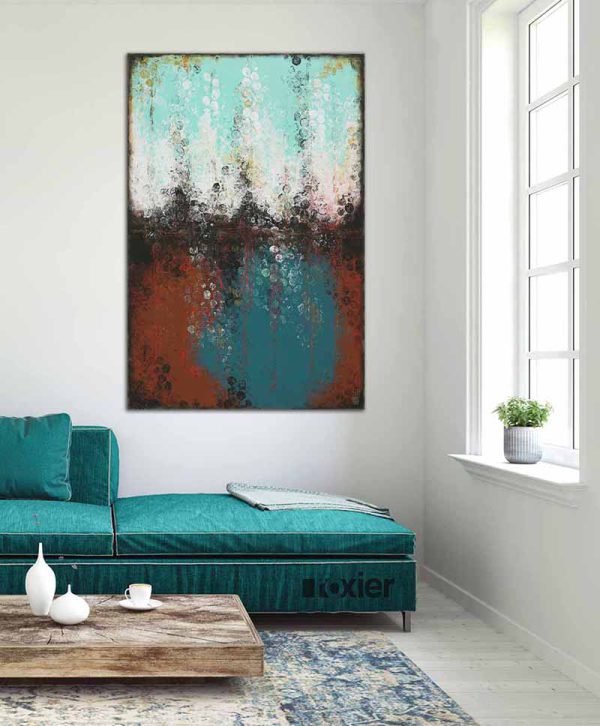 Groot schilderij - Boiling bubbles warm red