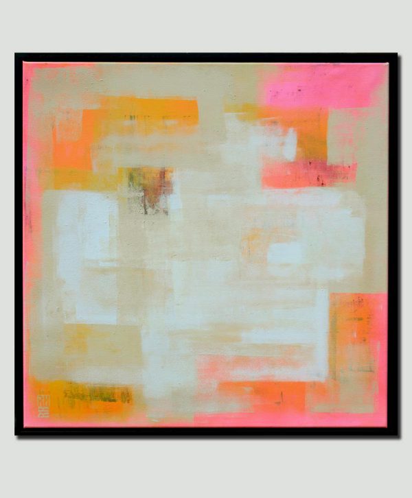 Groot schilderij in zand kleur