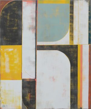 The Maze Yellow van Ronald Hunter – geel abstract schilderij