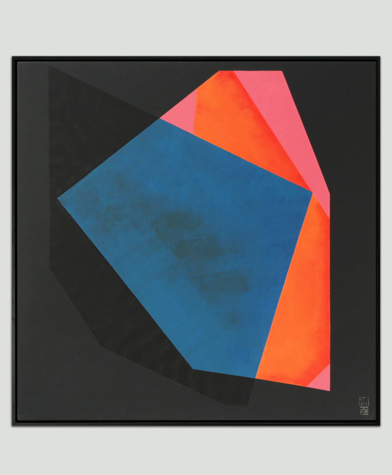 blauw geometrisch schilderij