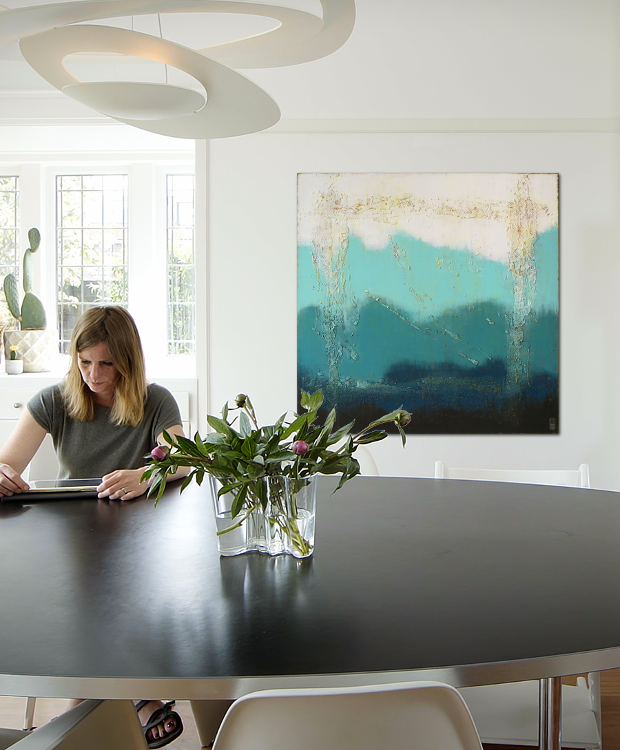 blauw schilderij