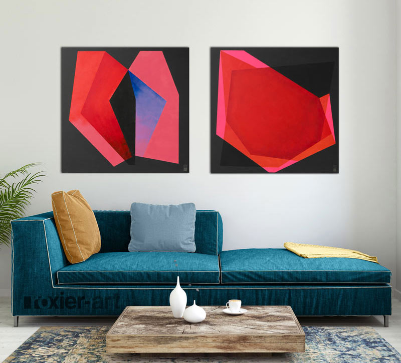 tweeluik roze combinatie schilderij tweeluik roze combinatie schilderij