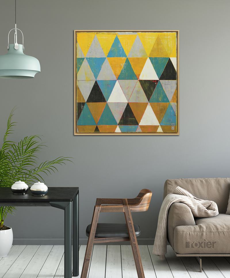 grafisch modern geel blauw schilderij lijst ronald hunter