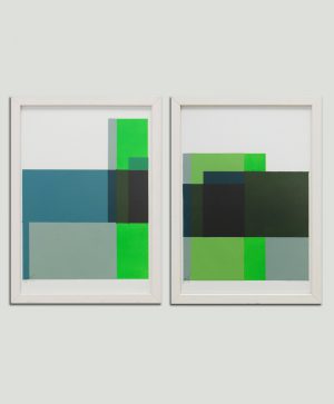 groen tweeluik schilderij