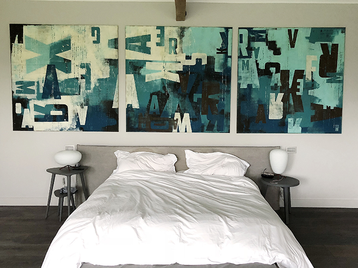 Large triptych in UK, by Ronald Hunter kunst in opdracht