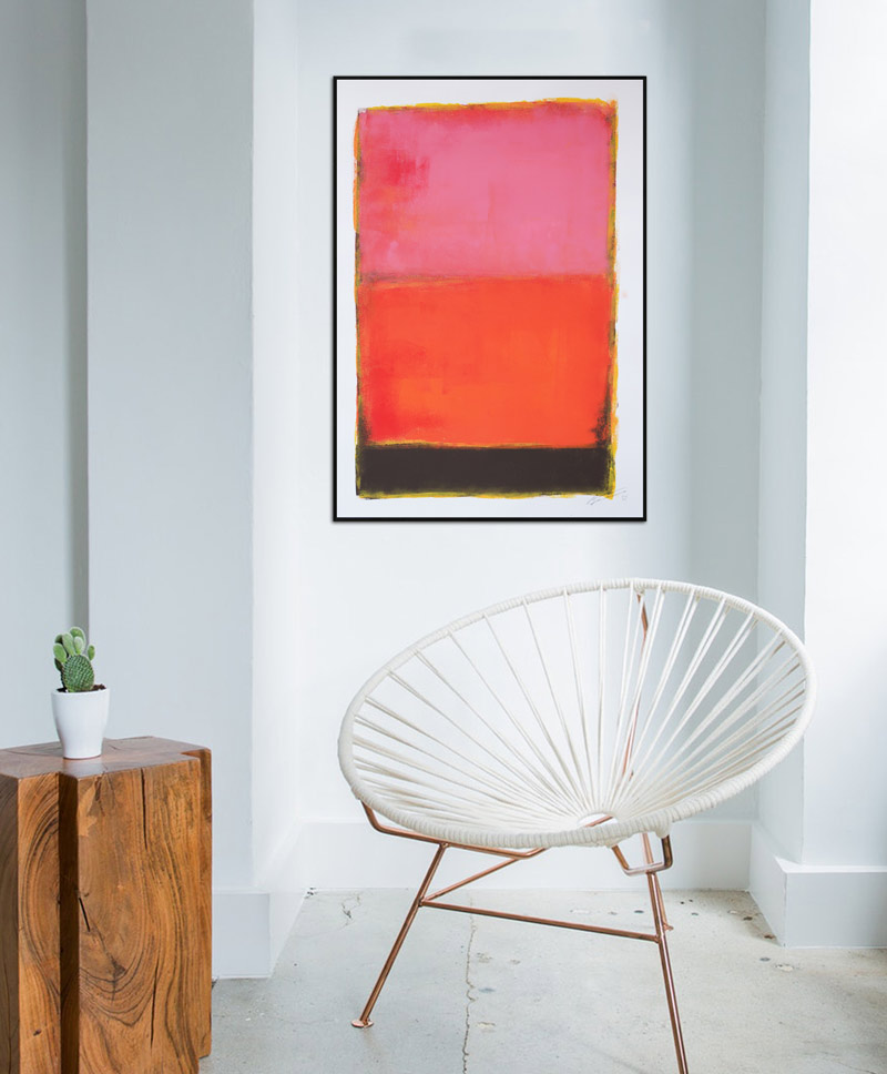koop modern roze abstract schilderij papier lijst ronald hunter