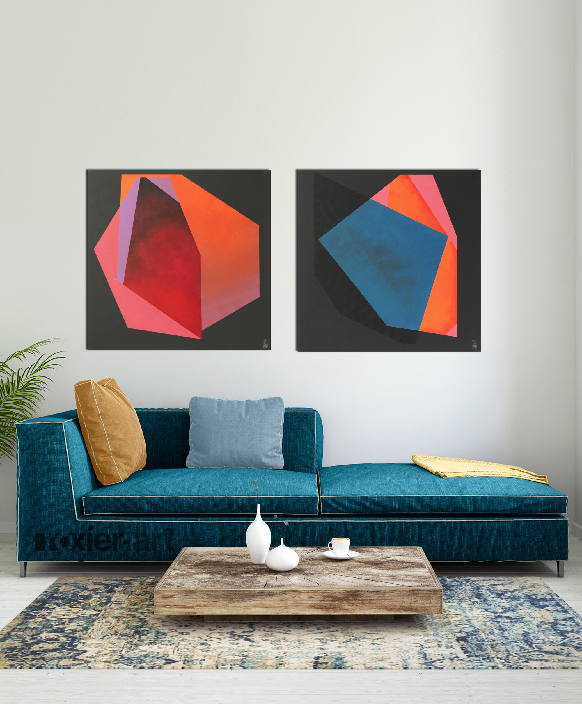 Tweeluik Diamonds kunst in woontrends