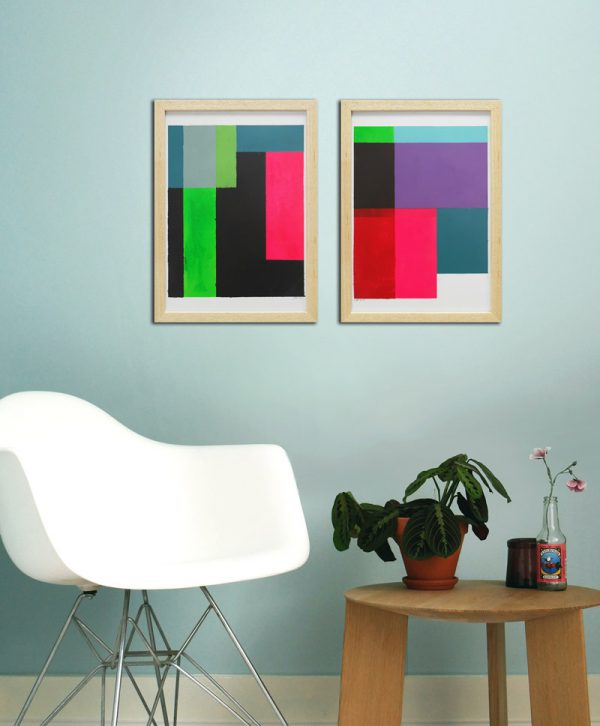 Cubistic Modern Pink - Incl. Lijst - Ronald Hunter - Afbeelding 2