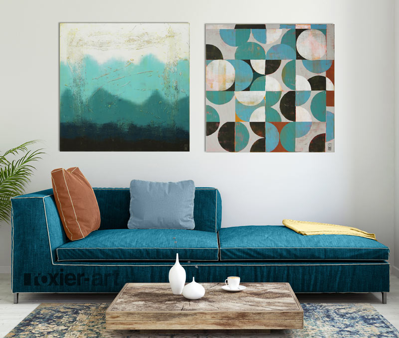blauw tweeluik schilderij blauw tweeluik schilderij