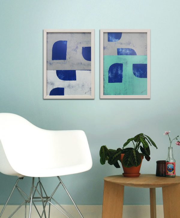 Grey & Blue Stacked - Incl. Lijst - Ronald Hunter - Afbeelding 2