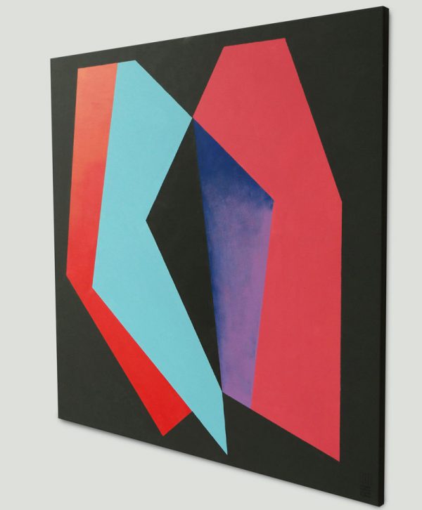 Diamond Red Blue Butterfly - Abstract schilderij - Afbeelding 4
