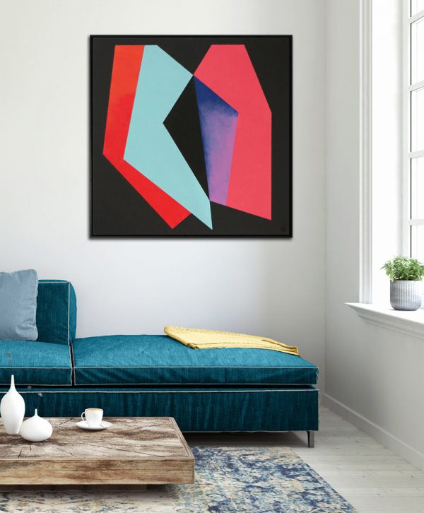 Diamond Red Blue Butterfly - Abstract schilderij - Afbeelding 2