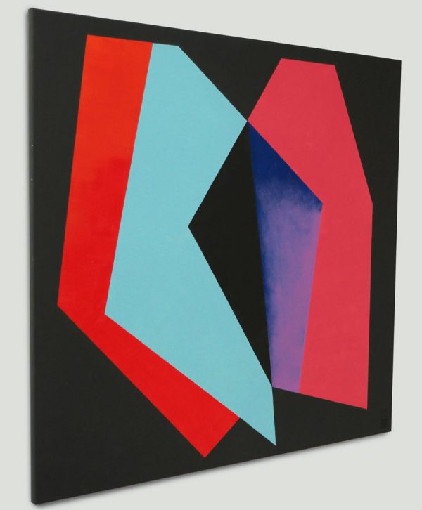 Diamond Red Blue Butterfly - Abstract schilderij - Afbeelding 3