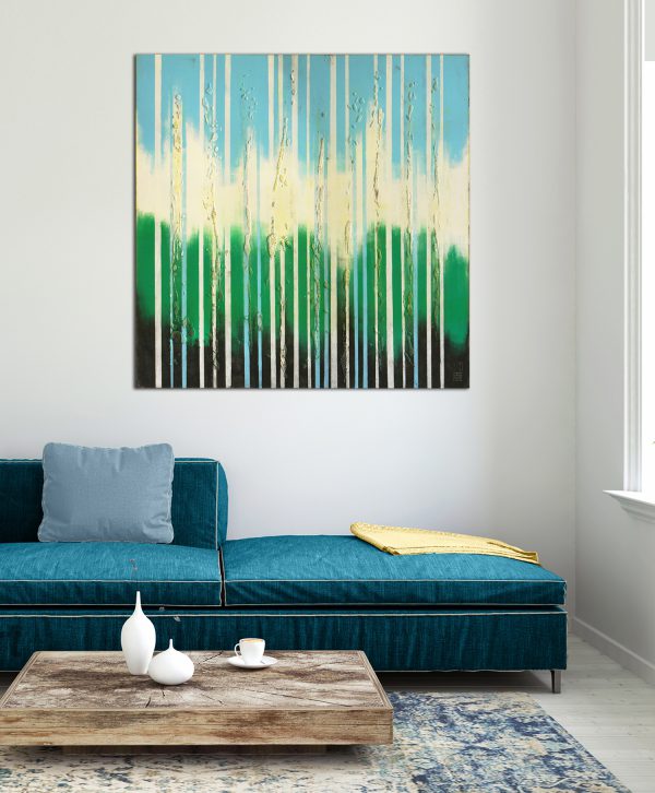 Bright Blue Lines Square  - Ronald Hunter - Afbeelding 2